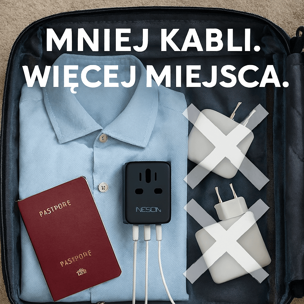 Uniwersalny adapter podróżny TESSAN z portem USB i typem C, uniwersalny adapter zasilania z wtyczką EU/UK/USA/AUS do podróży międzynarodowych