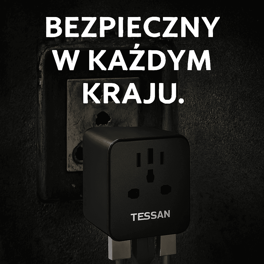 Uniwersalny adapter podróżny TESSAN z portem USB i typem C, uniwersalny adapter zasilania z wtyczką EU/UK/USA/AUS do podróży międzynarodowych